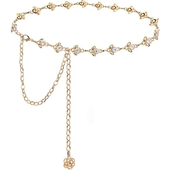 Women Rhinestone Chain Belt Metal Alloy Waist Accessory for Dress or Party main image 5